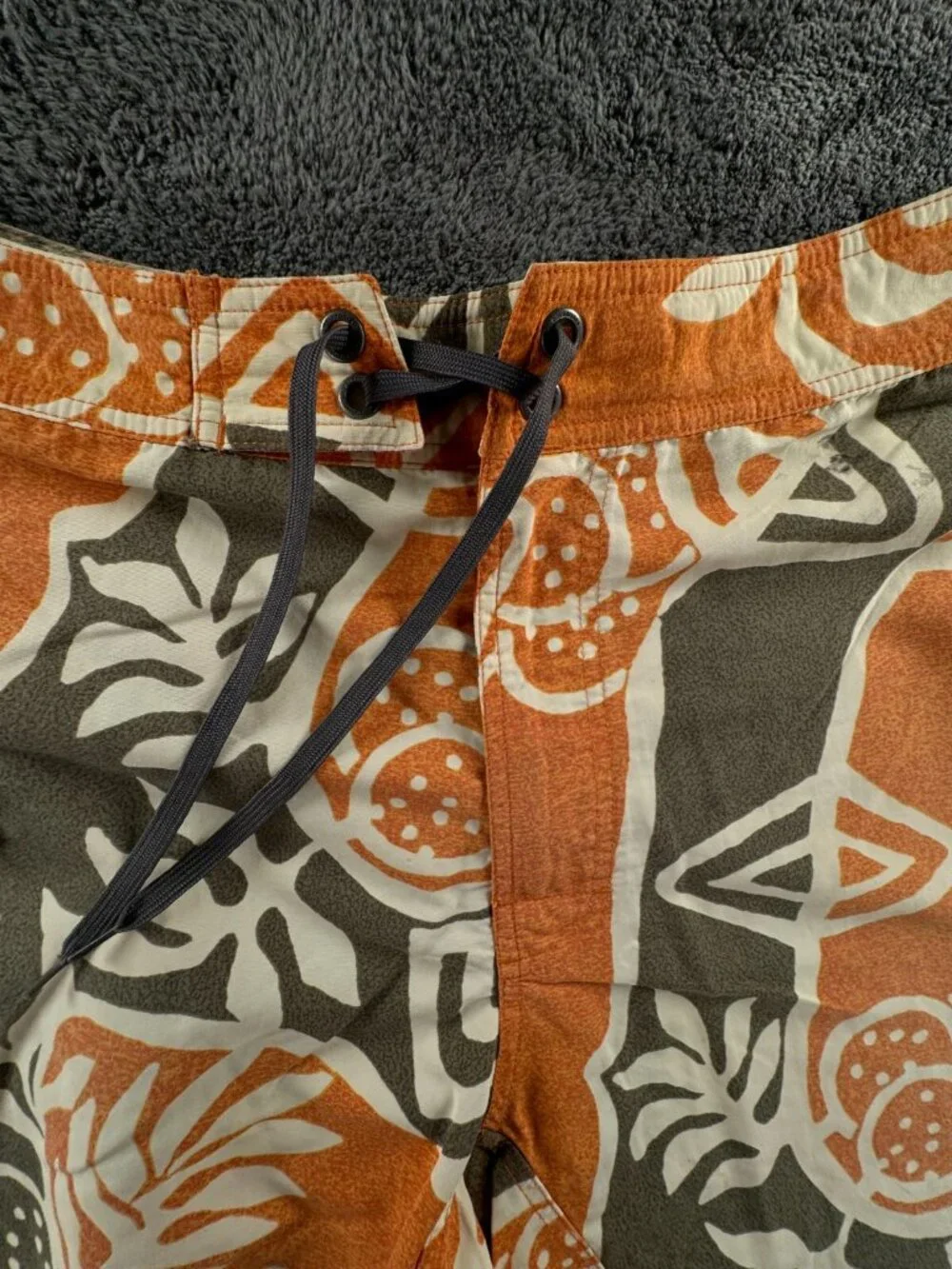 Patagonia Swim Trunk Men Board Shorts Adult Swimming Size 34 Orange Tiki Floral